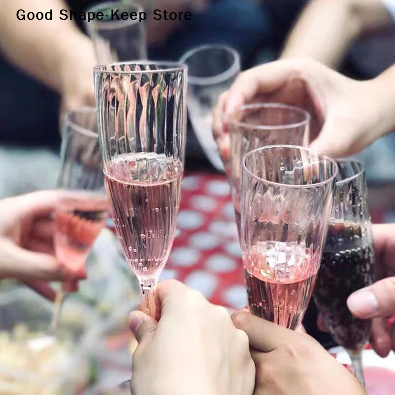 1 PCS Plastic Wine Glasses Vintage Champagne Cups Cut Goblets Unbreakable Cocktail Glasses Disposable plastic champagne glasses