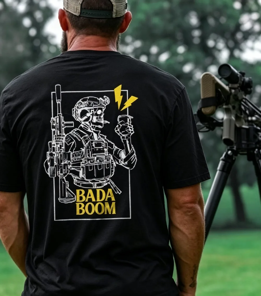 2026 New BADA BOOM Tactical Soldier Back Print T-shirt American Outdoor Loose Men Tee