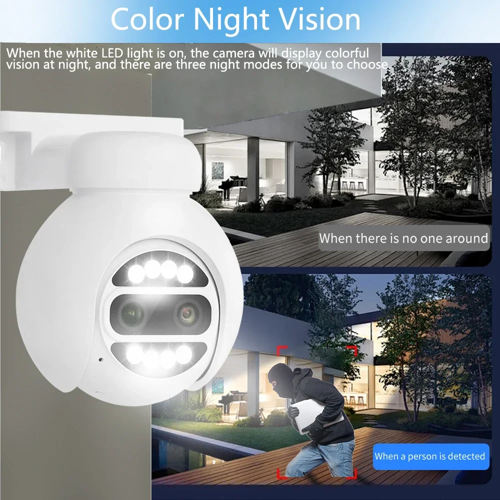 10CH 4K 8MP PTZ Security POE IP Camera System Outdoor AI Human Detection Two Way Audio Video Surveillance Kit PoE NVR Set XMEye