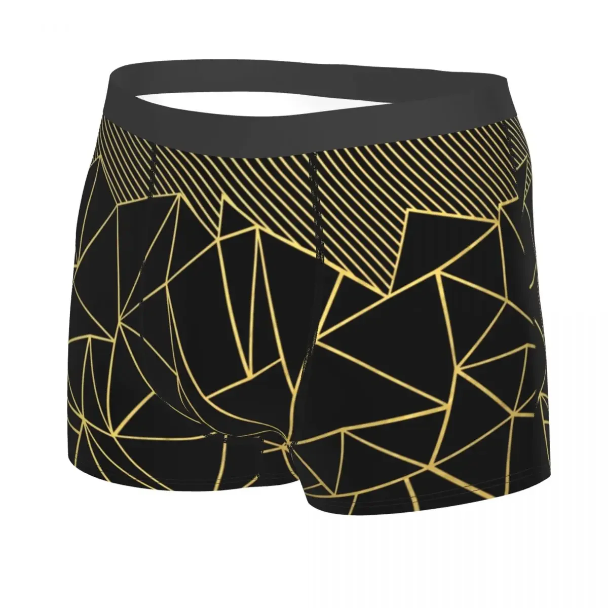 Custom Abstract Lines Geometric Gold Underwear Men Print Boxer Shorts Panties Briefs Soft Underpants