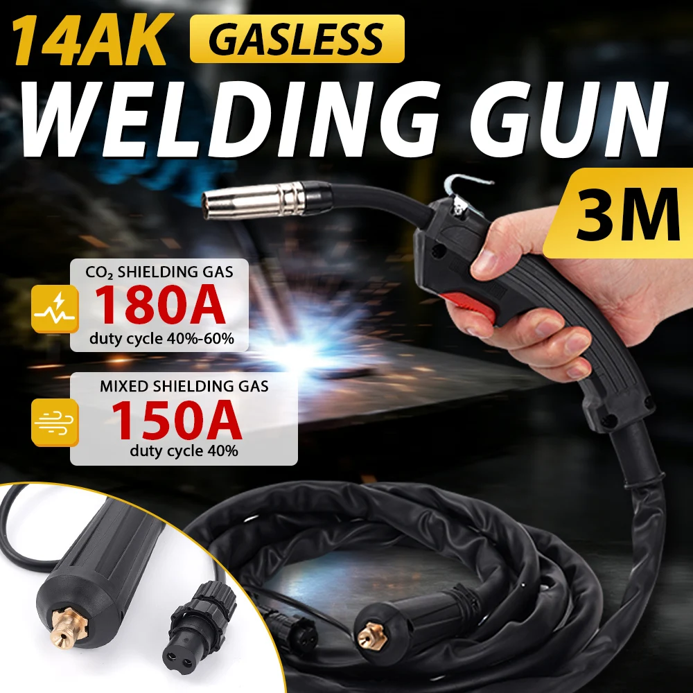 14ak-mig溶接トーチ完全組立品-3m延長ケーブル-エアレスco2溶接ガン-スペアパーツ-mig溶接機用-05-3mmワイヤ対応
