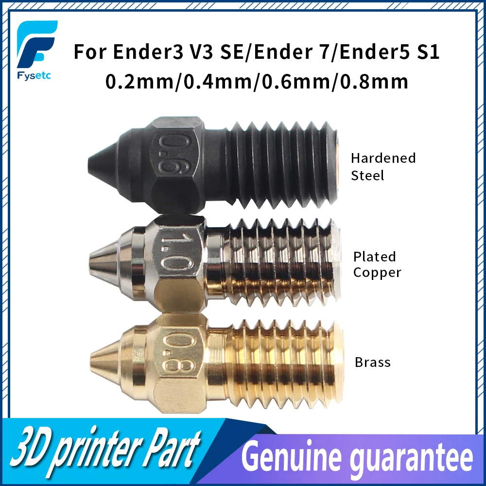 

1pc CHT NOZZLE For Ender3 V3 SE/Ender 7/Ender5 S1 Extruder Nozzle 0.2/0.4/0.6/0.8mm High Flow Brass Hardened Steel Plated Copper