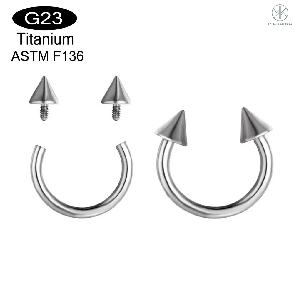 F136 Titanium Hoop Nose Rings Internally Threaded Septum Lip Circular Barbell Horseshoe Ear Tragus Helix Earrings Nose Piercing