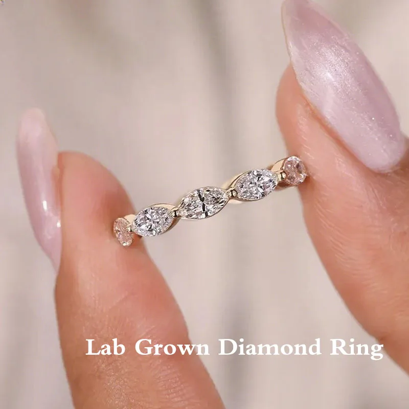 1.40 Ctw Marquise Cut DEF/VS VVS Lab Grown Diamond Band Shared Prong Comfort Fit Low Setting Anniversary Gift for Women