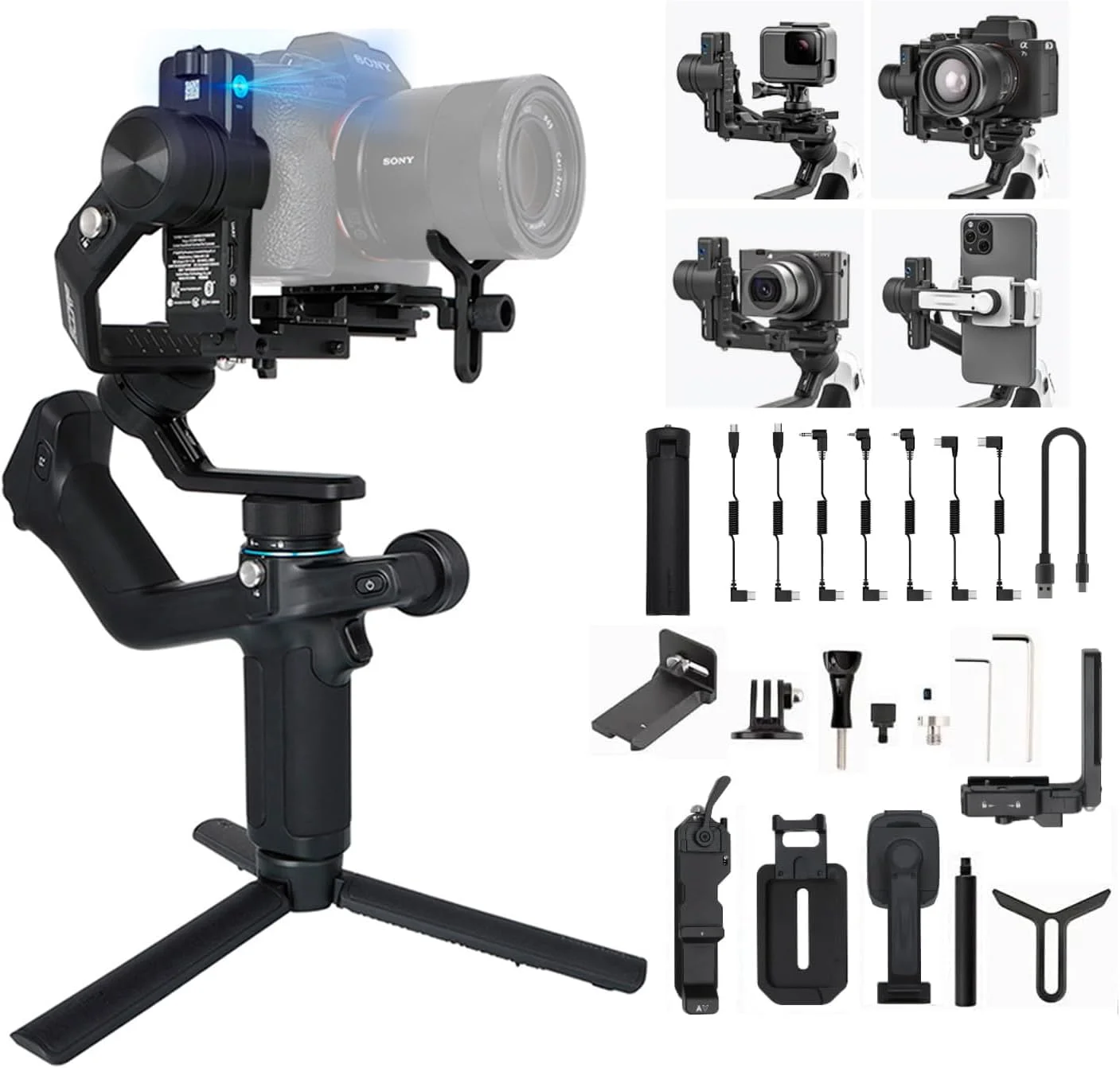 Feiyu SCORP-Mini-2 handheld gimbal 3-axis stabilizer with artificial intelligence tracking, suitable for