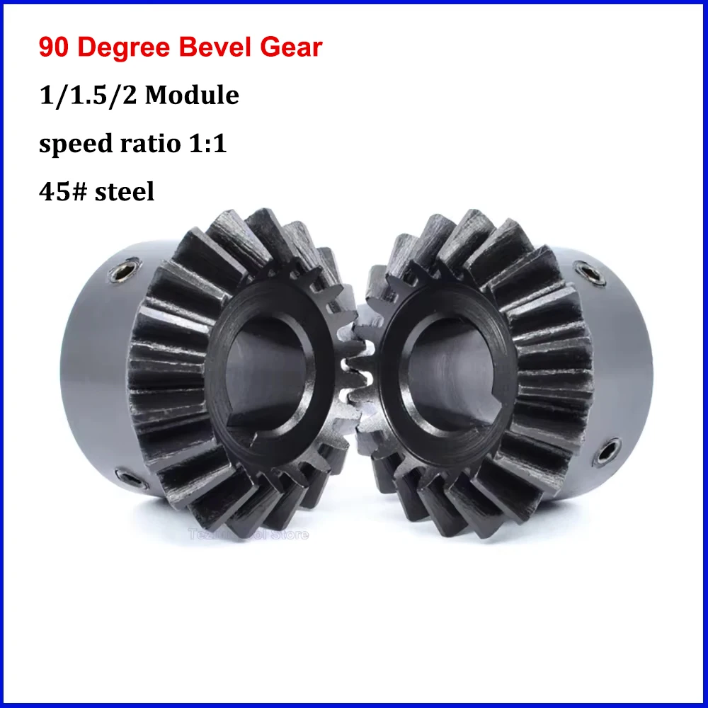1PCS 1:1 Bevel Gear 1/1.5/2Module 20-30 Teeth 45# Steel 90 Degrees Meshing Angle Steel Gear Inner Hole Bore 5-30mm
