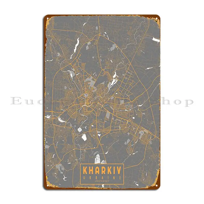 Kharkiv City Map Of Ukraine Bauhaus Metal Sign Custom Custom Cinema Design Bar Tin Sign Poster