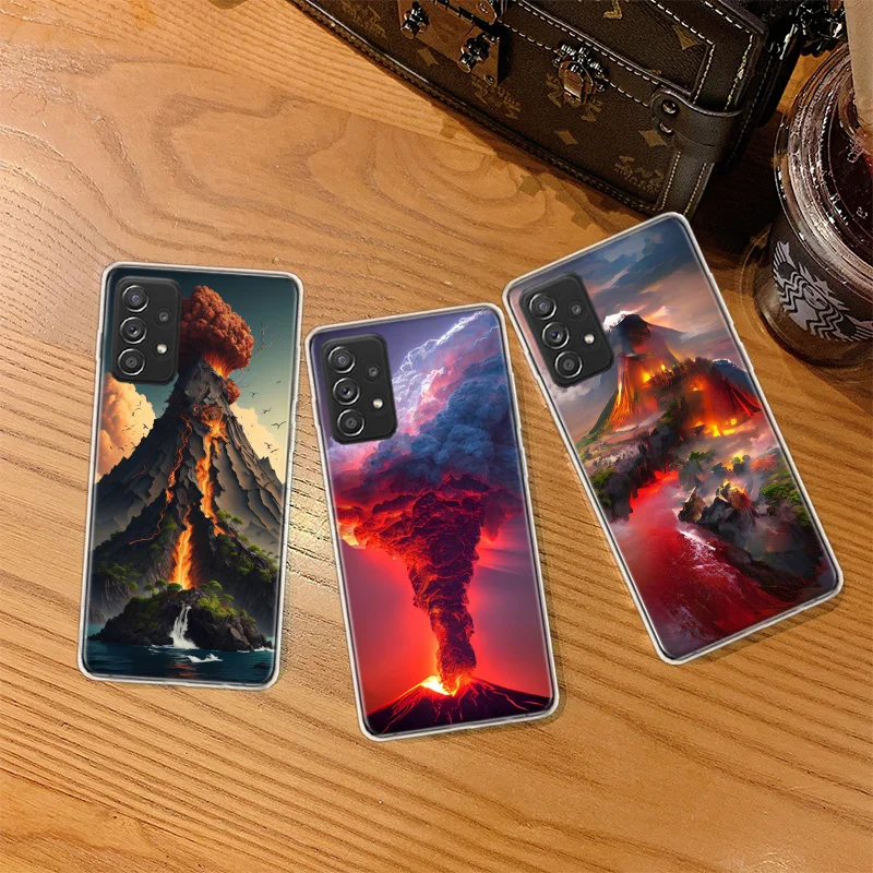 Volcanic Eruption Phone Case For Galaxy S24 S23 FE A54 A34 A24 A14 A10 A20 A20E A30 A40 A70 A50S Samsung A71 A51 A41 A31 A21S A1