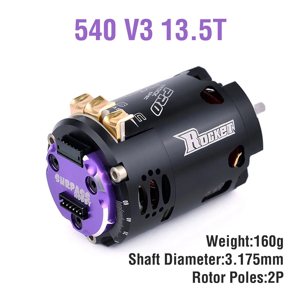 Surpass Hobby Rocket 540 V3 Brushless Motor 5.5T 6.5T 8.5T 10.5T 13.5T 21.5T For Modified Competition 1/10 1/12 F1 RC Drift Car image 3