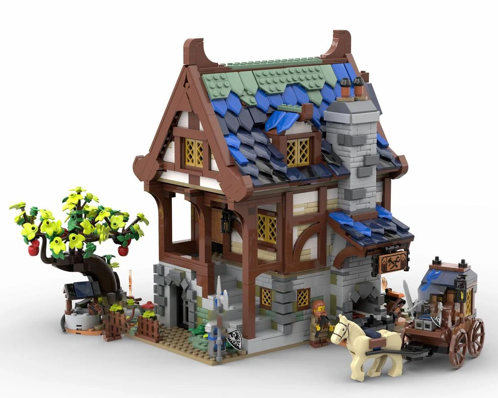 2192 piezas MOC arquitectura medieval Black Hawk casa modelo DIY montaje juguetes de bloques de construcción regalo de cumpleaños para niños