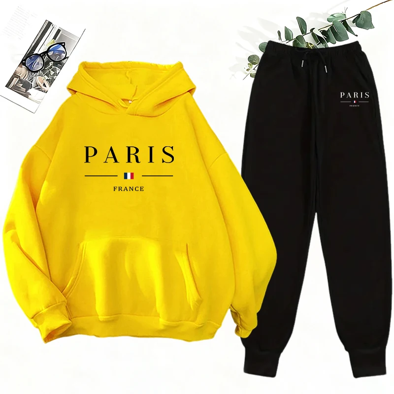 Damen-Trainingsanzug mit Aufdruck, lässiges Sweatshirt, Streetwear, Outdoor-Sportbekleidung, Jogging-Kleidung, Herbst- und Wintermode, Kapuzenpullover, Sportbekleidung. – Detail 6