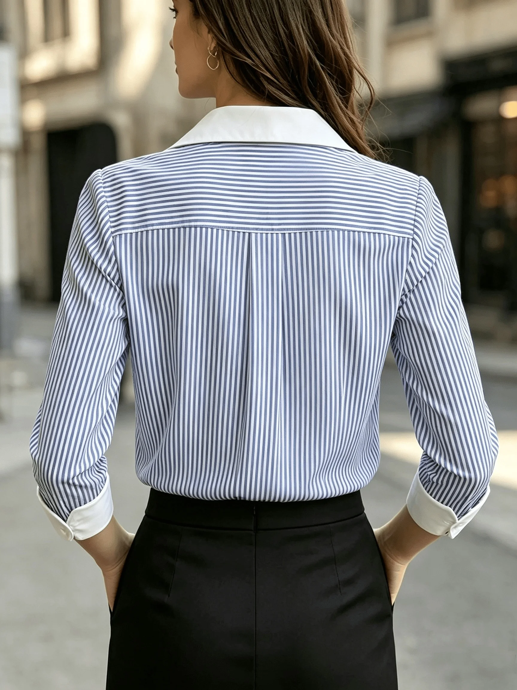 Elegantes, lockeres Damenhemd, modische Freizeitbluse, elegantes Damenhemd, Oberteil für Urlaub und Wochenende – Detail 3