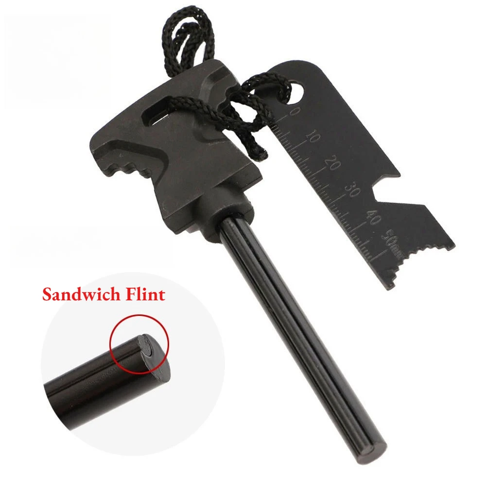 Butterfly-Shaped Fire Steel Sandwich Flint All-Weather Ignition, Multi-Functional Striker for Camping & Survival