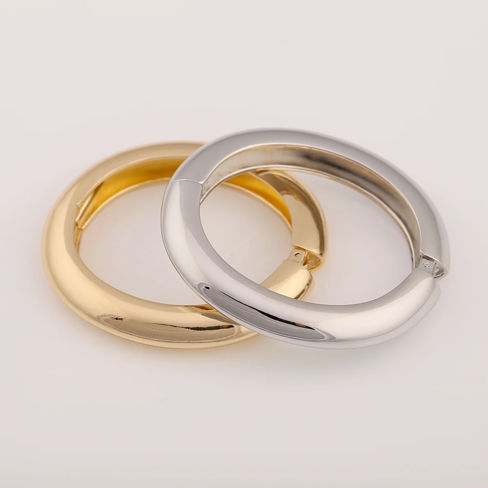 Oval Smooth Chunky Bold Punk Luxury Geometric Metal Bangle Statement Fashion Bracelet Jewelry Style Trend Exaggerated Wide Charm