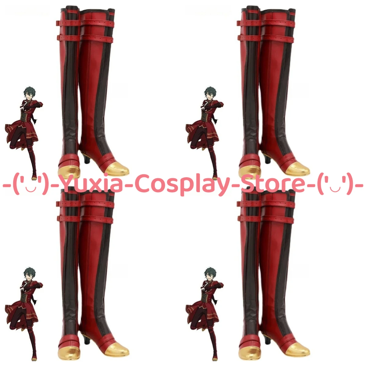 Yuxiacosplay! Ensemble Stars! Buty do cosplayu Miki Kagehiry, rekwizyt postaci z gry, skórzane botki z PU, kostium na Halloween, karnawał, imprezę.