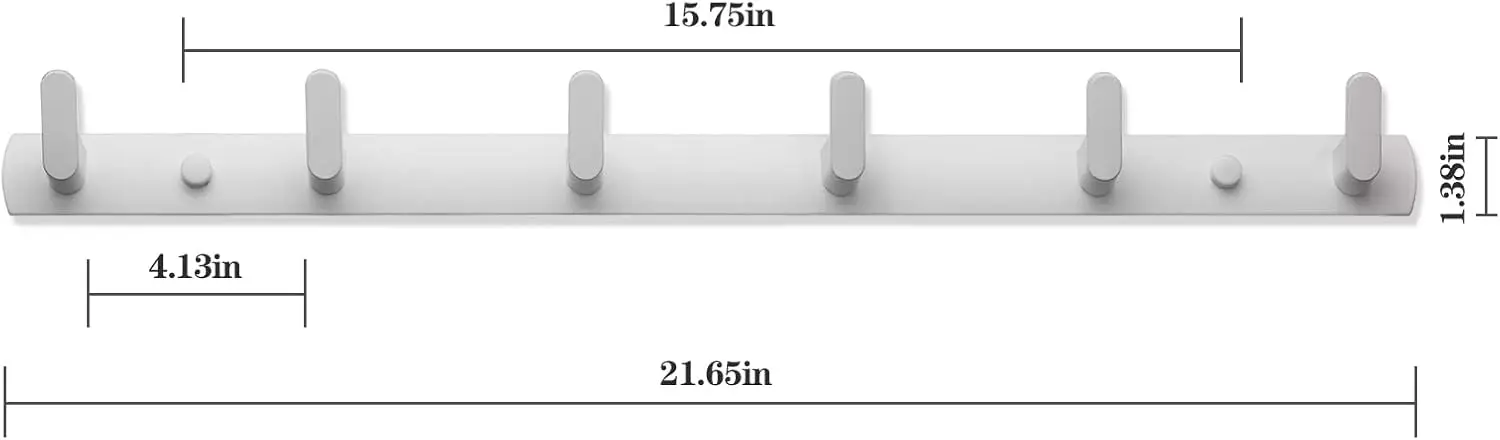 

Настенная вешалка для одежды белая, сверхпрочная, 21,25 дюйма, 6 крючков, современная настенная вешалка-крючок
