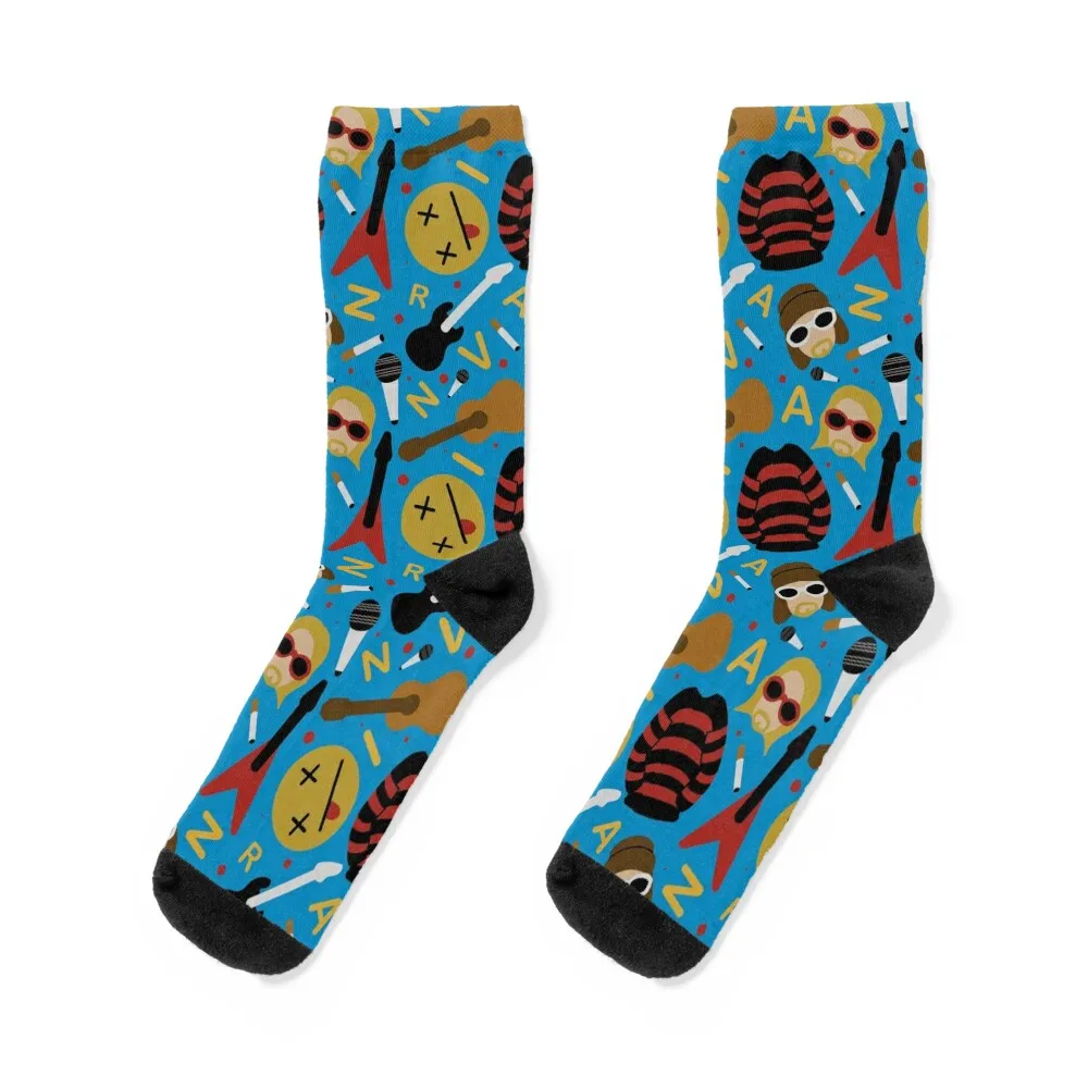 Nirvana Cobain pattern dark grey Socks retro custom sports Woman Socks Men's