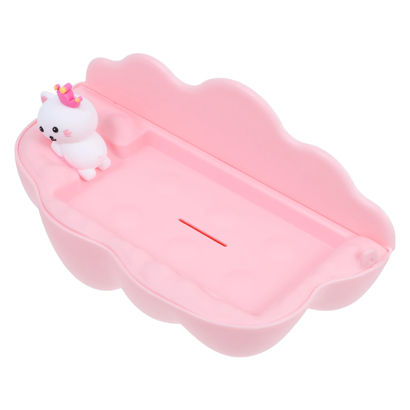 

Cloud Wall Hanging Tray Cartoon Cat Large Capacity Double Layer Non Drip Bathroom Kitchen Shower Storage Plate for Home