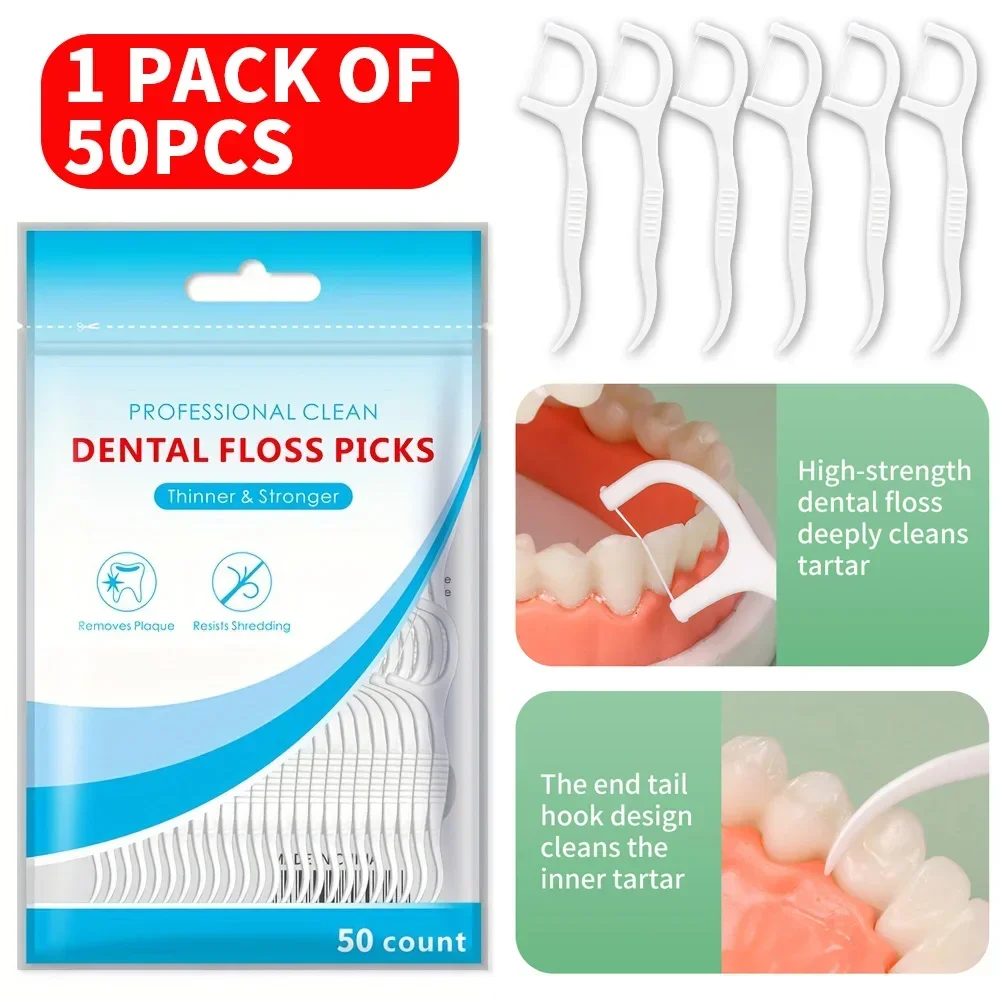 600/300/150/50pcs Dental Floss and Plastic Toothpicks for One-time Cleaning of Dental Gaps-Oral Care