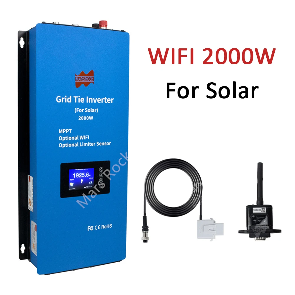 2000W Grid Tie MicroInverter Limiter Inverter 48/60/72V To AC 220V US240V WIFI Remote Monitor Solar Converter Home Appliance