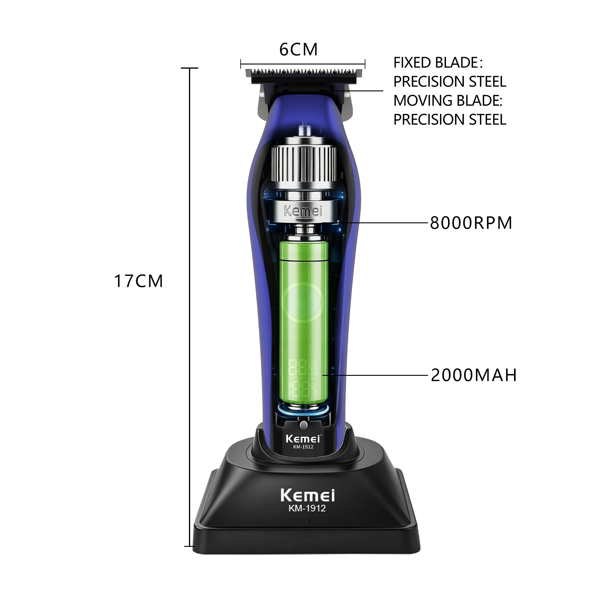 Kemei 1912 Trimmer Man Professional 8000 Rpm Kemei Trimmer New Set Hair Cutting Machines Man Original