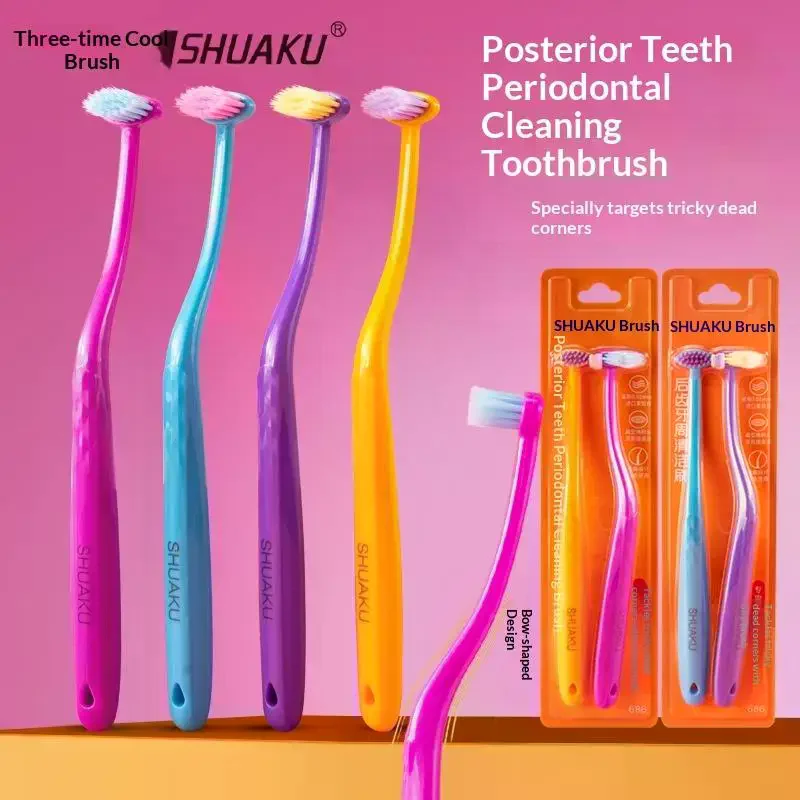 2Pcs Orthodontic Soft Bristled Toothbrush With Small Tips Suitable For Adult And Children's Orthodontic Braces Dental Implants