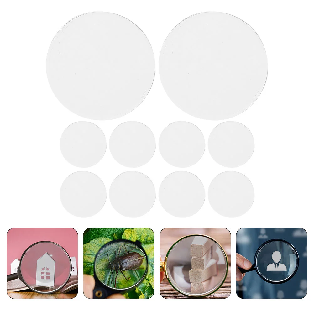 10 Pcs Magnifier Clear Optical Lens Magnifying Mirror Convex Small Glasses Physics Teaching Tools
