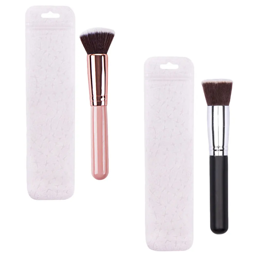 

2pcs Flat Top Makeup Brush High-Density Reusable Powder Foundation Blush Tool Portable Soft Dense Application For