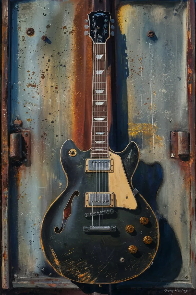 علامة ألومنيوم عتيقة للغيتار ، ديكور جداري معدني عتيق للمنزل ، بار ، مقهى ، كهف رجل ، جراج ، هدية فريدة لمحبي الموسيقى ، 1 روض #2