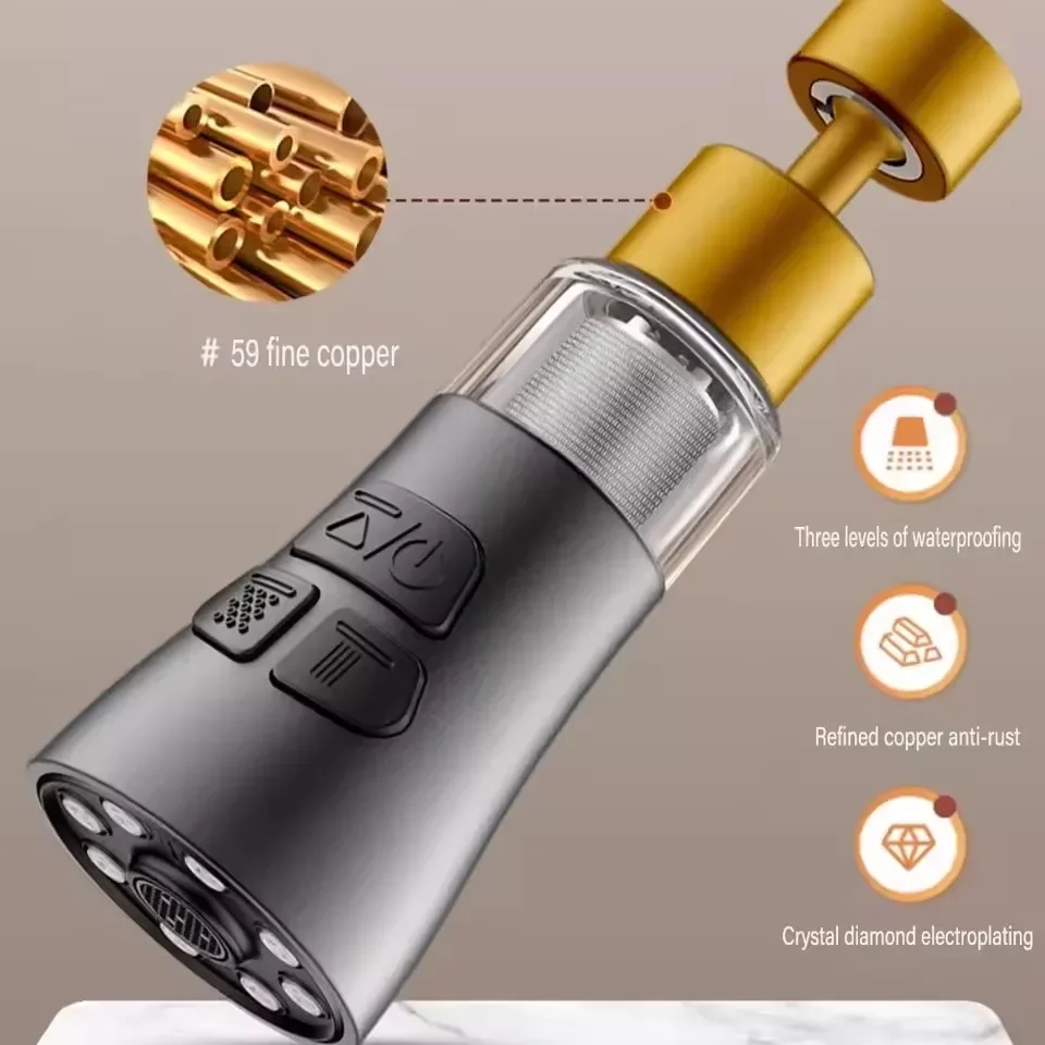 1pc Faucet Extender 360 Rotation Sprayer Kitchen Taps Anti-Splash Tap Booster Shower and Water Saving Faucet Three Modes