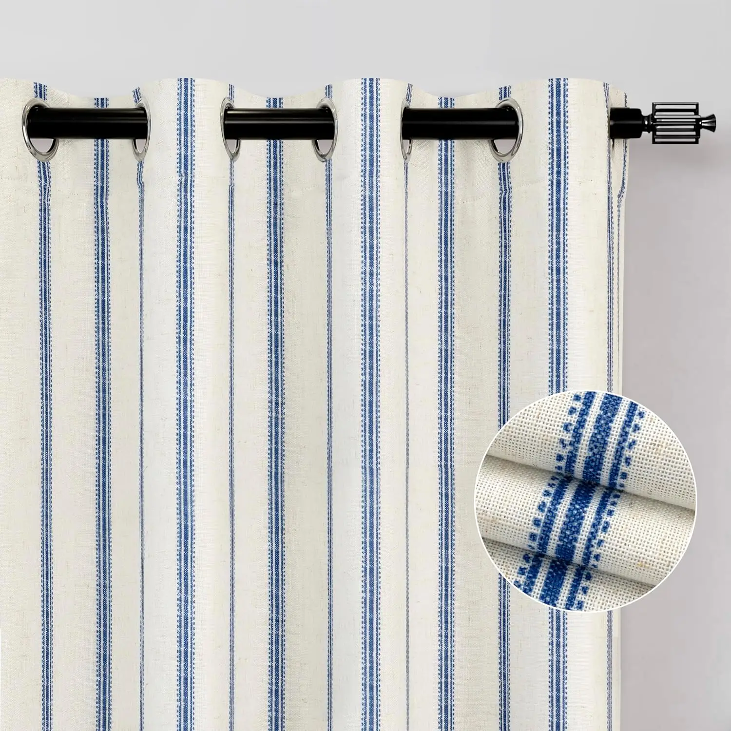 

96" Long Blackout Curtains for Bedroom, Thermal Insulated Sound Reducing Linen Drapes with Grommet Top, 2 Panels Navy