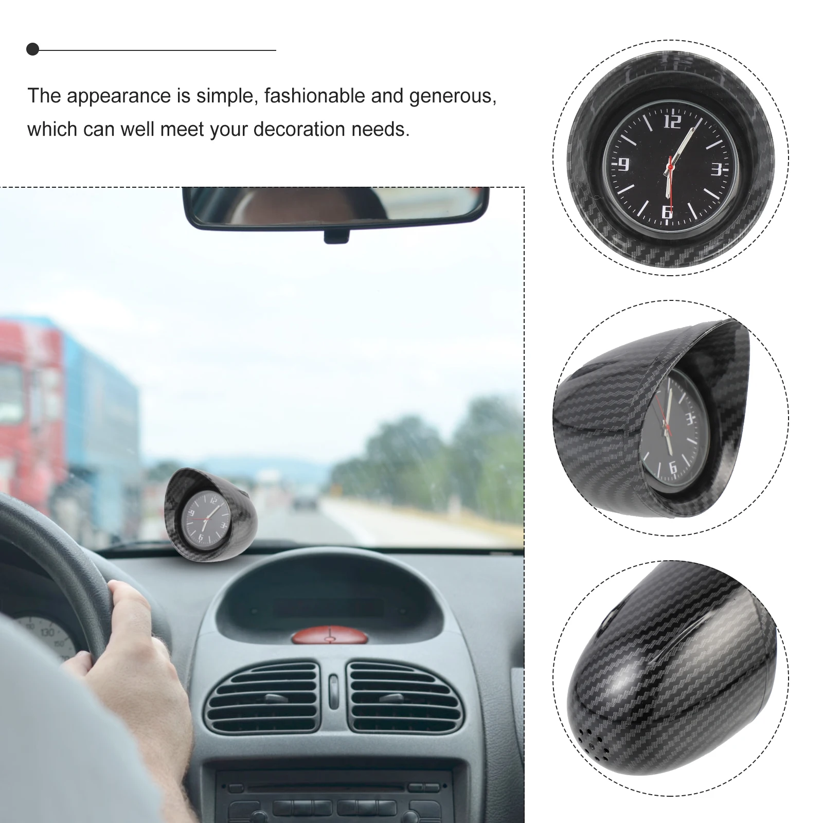 

Universal Car Clock Dashboard Quartz Vehicle Decor Clock Simple Fashionable Long Life Car Interior Horn Parts