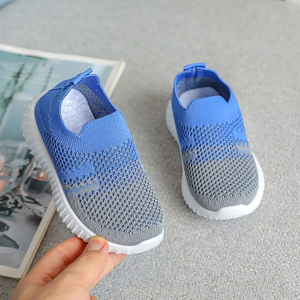 Baskets de course en maille pour enfants, chaussures légères au Design Patchwork, Style à enfiler, chaussures à semelles souples pour tout-petits
