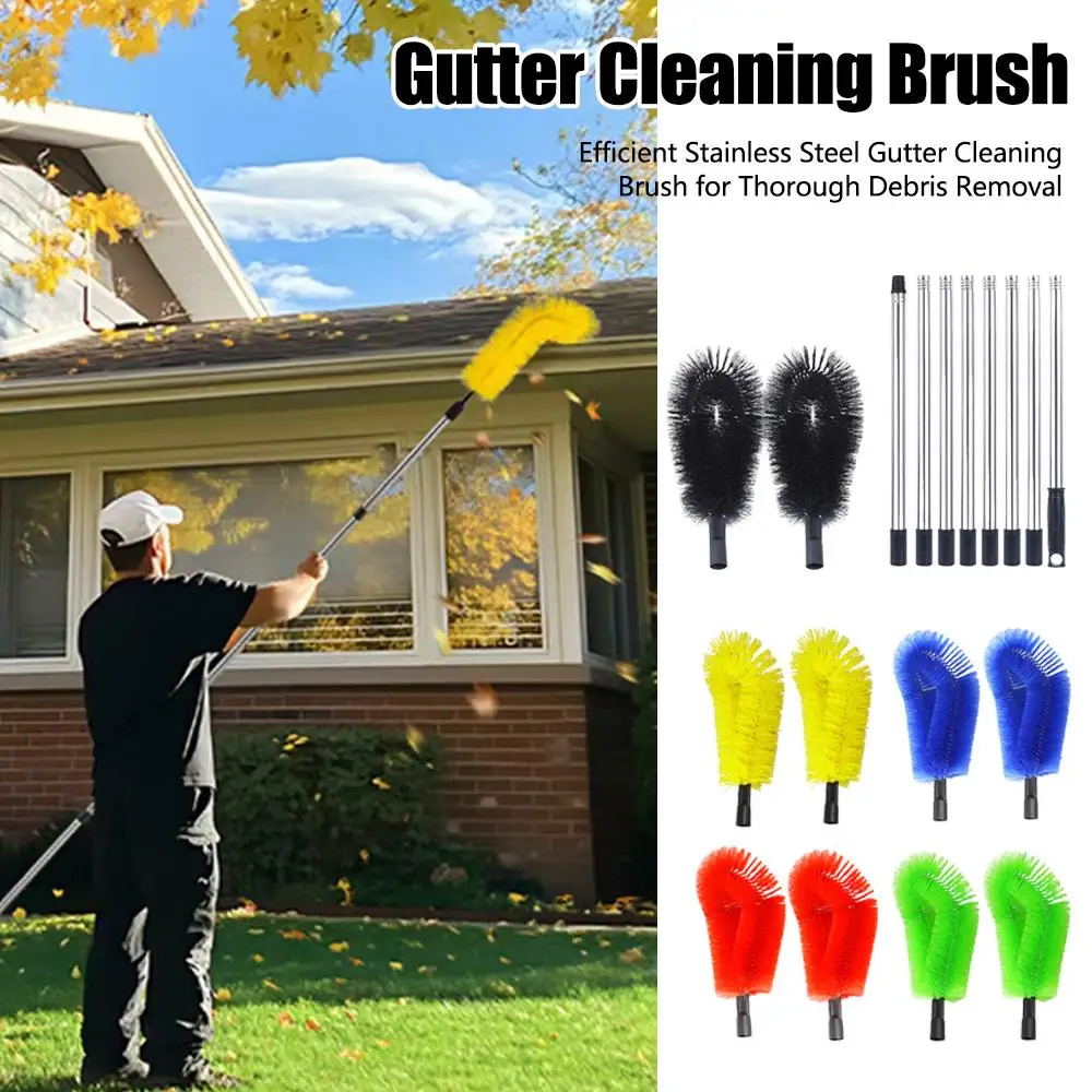 

Gutter Cleaning Brush Roofing Tool With Telescopic Leave Guard Extendable Pole Cleaner 8.2Ft Remove Tool Easy W9M9