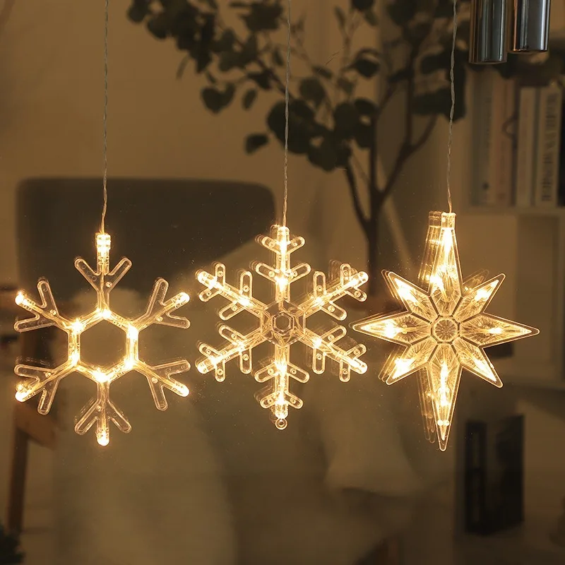 أضواء سلسلة عيد الميلاد مع أجراس الأيائل - أضواء شفط تعمل بالبطارية لستارة الغرفة ونافذة المتجر وديكور الحفلات