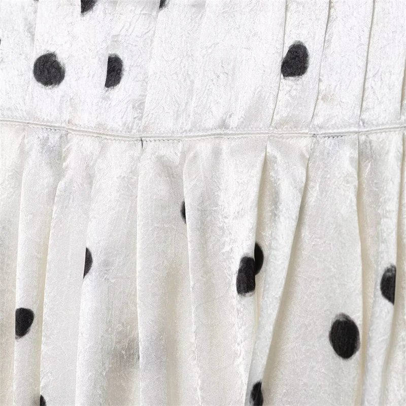 KEYANKETIAN Letnia Nowa Klasyczna Spódniczka Mini w Kropki Damska z Bocznym Zamkiem Błyskawicznym, Wysoki Stan, Plisowana Ozdoba, Spódnica do Kolan