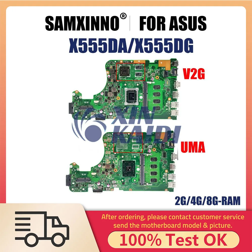 

Notebook Motherboard for Asus X555D X555DG X555DA X555YI Laptop Motherboard With E1 E2 A10 FX-8800P RAM 2G 4G 8G-RAM