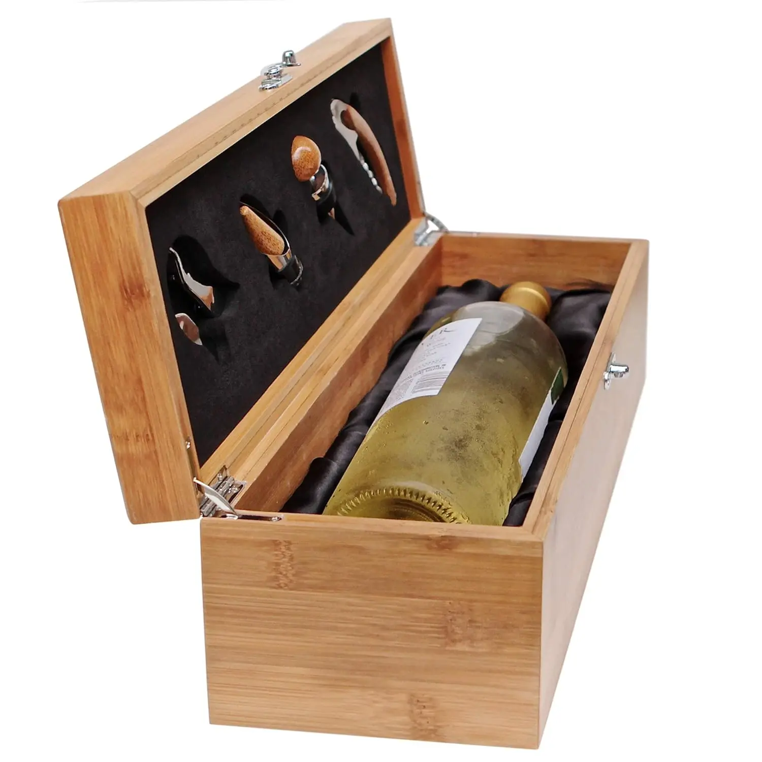 

Elegant Bamboo Wine Gift Box Set with Accessories for Secure Bottle Storage