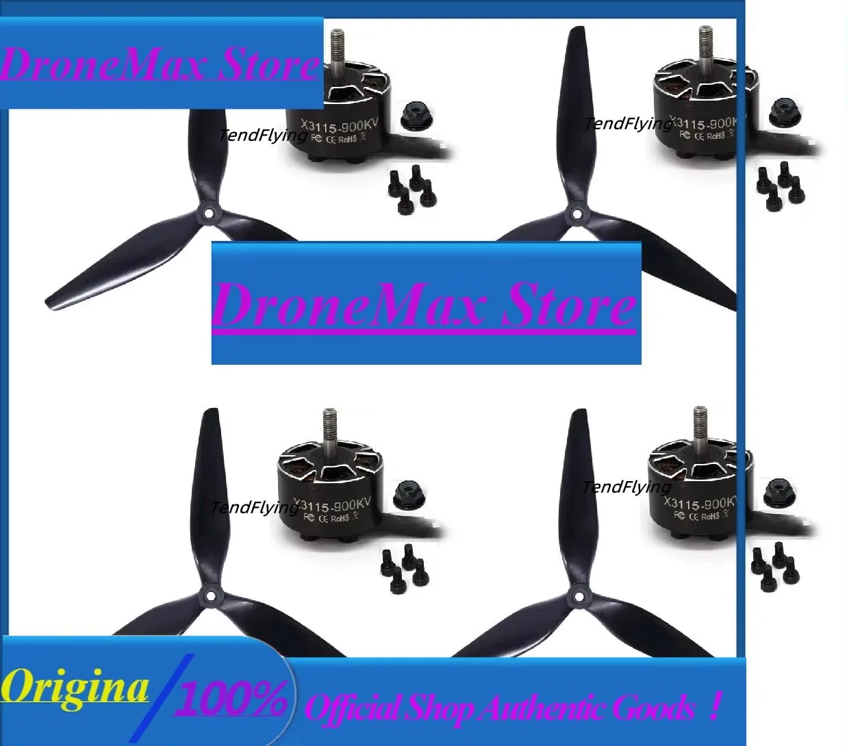BoMass4pcs X3115 3115 900KV FPV Brushless Motor W HQ Macroquad Prop 10X5X3 / Gemfan 1050 10X5X3/ 1050w 3-Blade Prop ForRC Drone