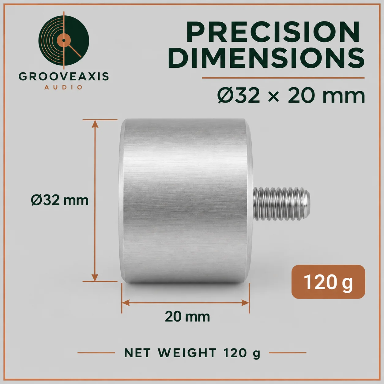 SME 3009 Turntable Accessory GROOVEAXIS 120g Tonearm Counterweight Stainless Steel Balance Weight for 13-21g Cartridge