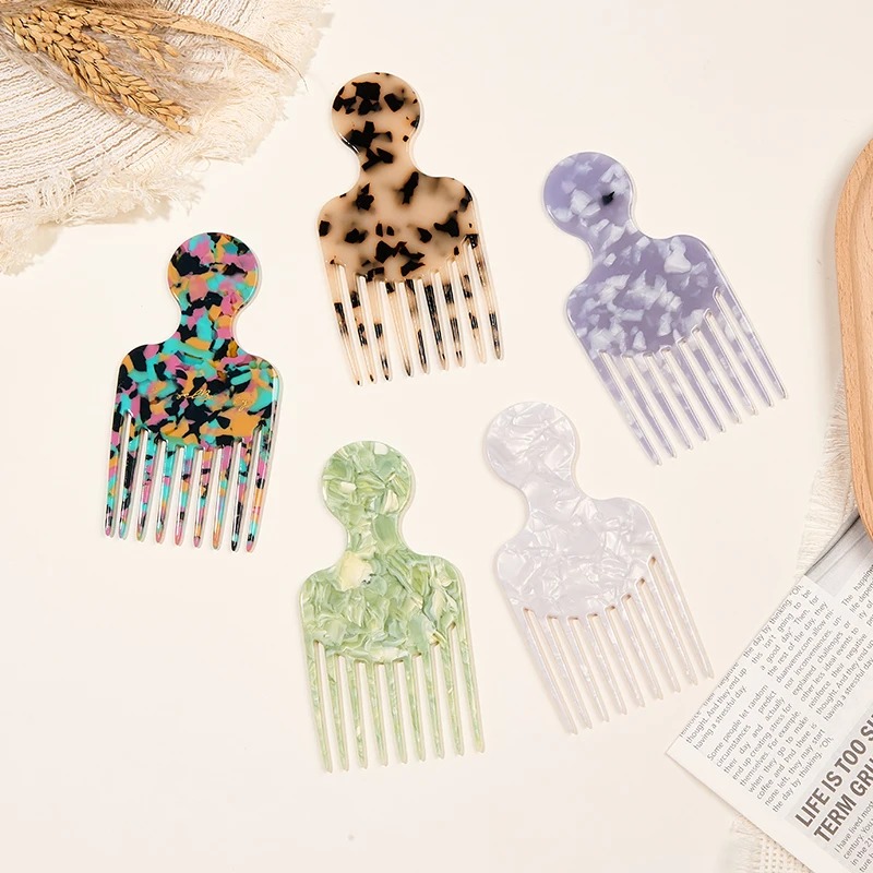 

With Other Customer Logo Luxury Marble Design Acetate Hair Comb Women Vintage Fashionable Anti-Static Fine Teeth Detangling Comb