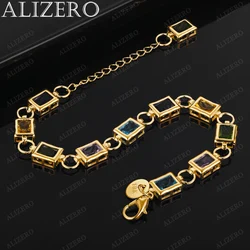 ALIZERO 18K Gold Multicolor Crystal Zircon Bracelets For Woman Wedding Party Gifts Fine Jewelry Wholesale Fashion Bracelet