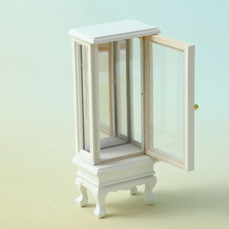 1/12 Dollhouse Simulation Glass Cabinet Cupboard Model Dollhouse Miniature Storage Cabinet Furniture Living Room Decor Toy