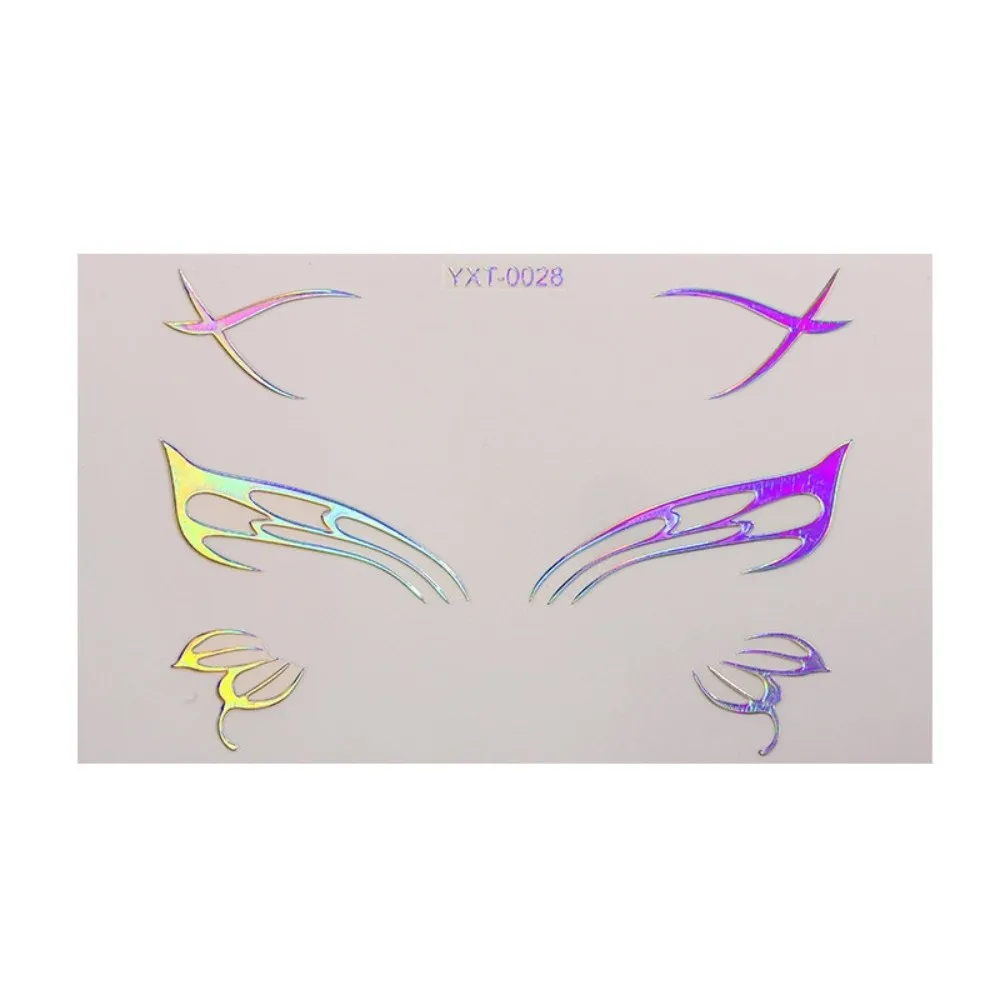 10 PCS Waterproof Eyeliner Eyebrows Tattoo Stickers Aurora Glitter Laser Eye Make-up Stickers Gold Silver
