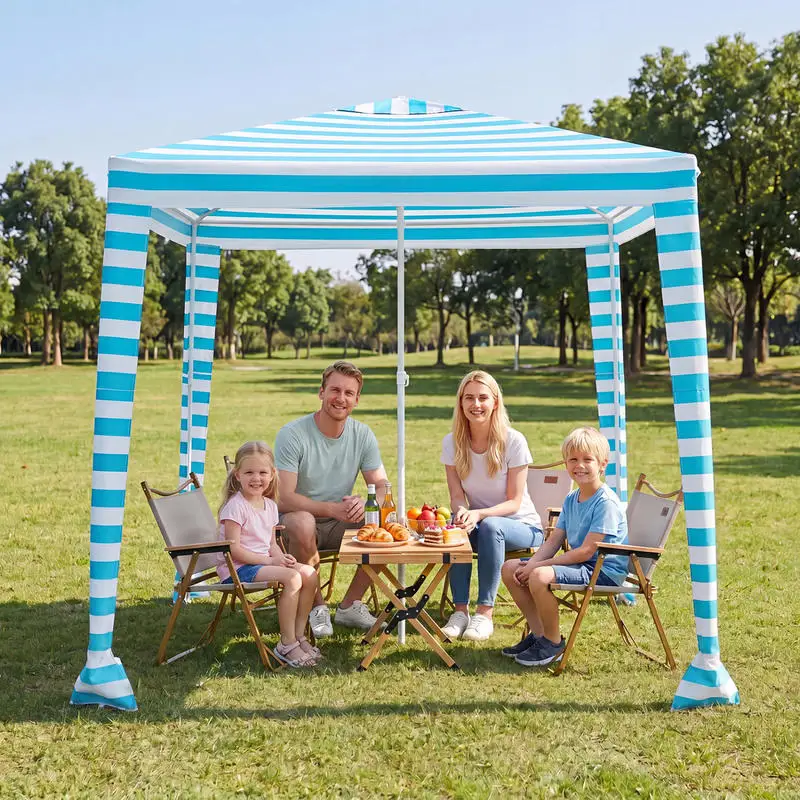 6.6 x 6.6 Feet Foldable and Easy-Setup Beach Canopy With Carry Bag-Blue