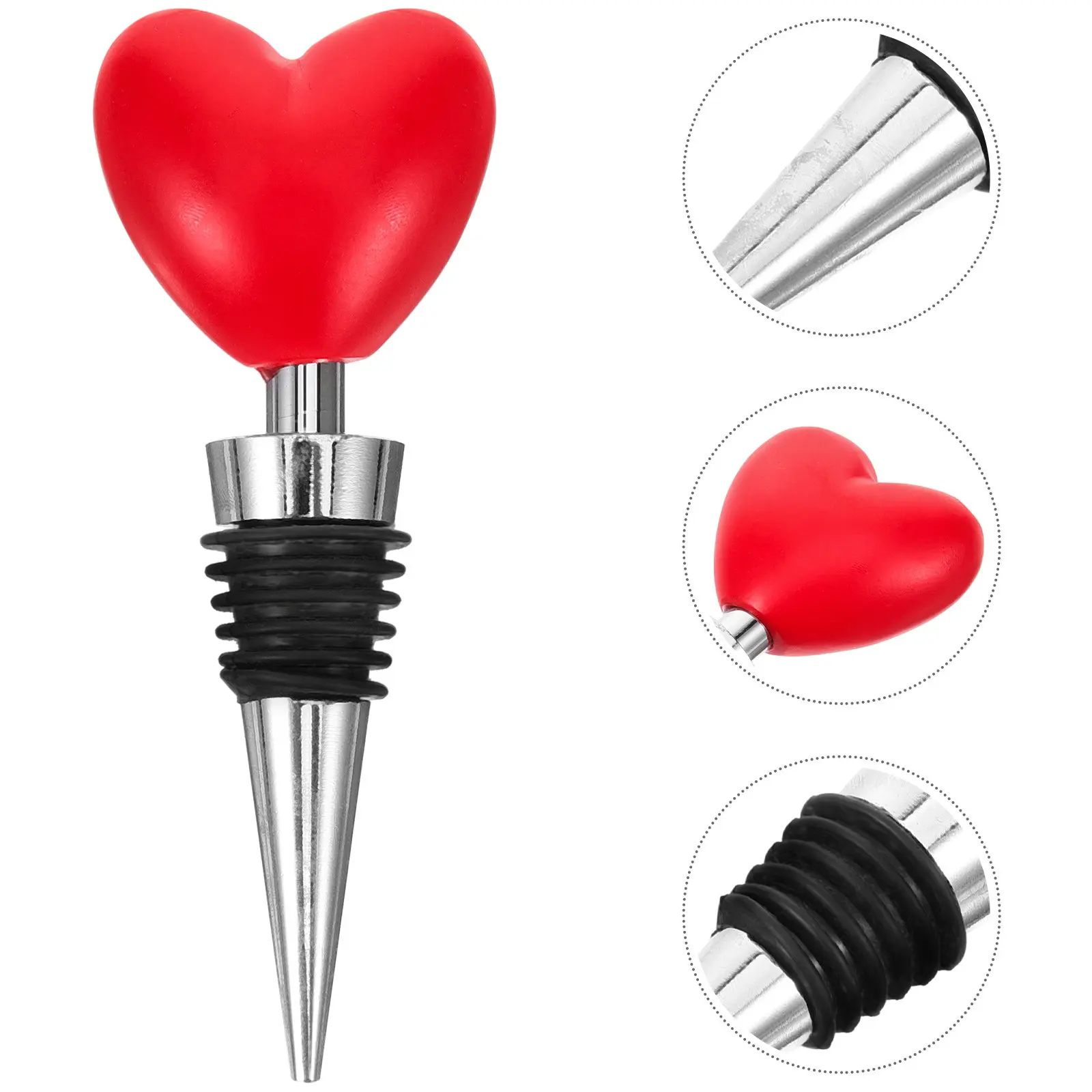 Heart Topper Wine Bottle Stopper Decorative Sealing Plug for Red Wine Olive Oil Pub Bar Party Reusable Cute Kitchen Accessories