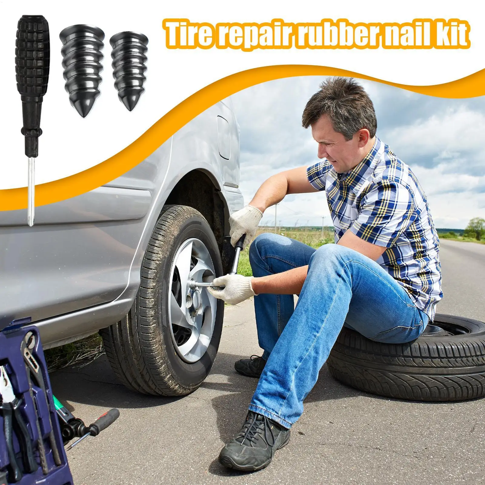 

Tire Repair Screws 30-Piece With Screwdriver Self-Service Motorcycle Vacuum Tire Repair Kit For Truck SUV RV Motorcycle