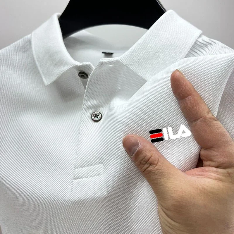 Men's embroidered polo shirt with a flip collar and anti pilling polo shirt. Short sleeved casual 2024 hot selling summer busine