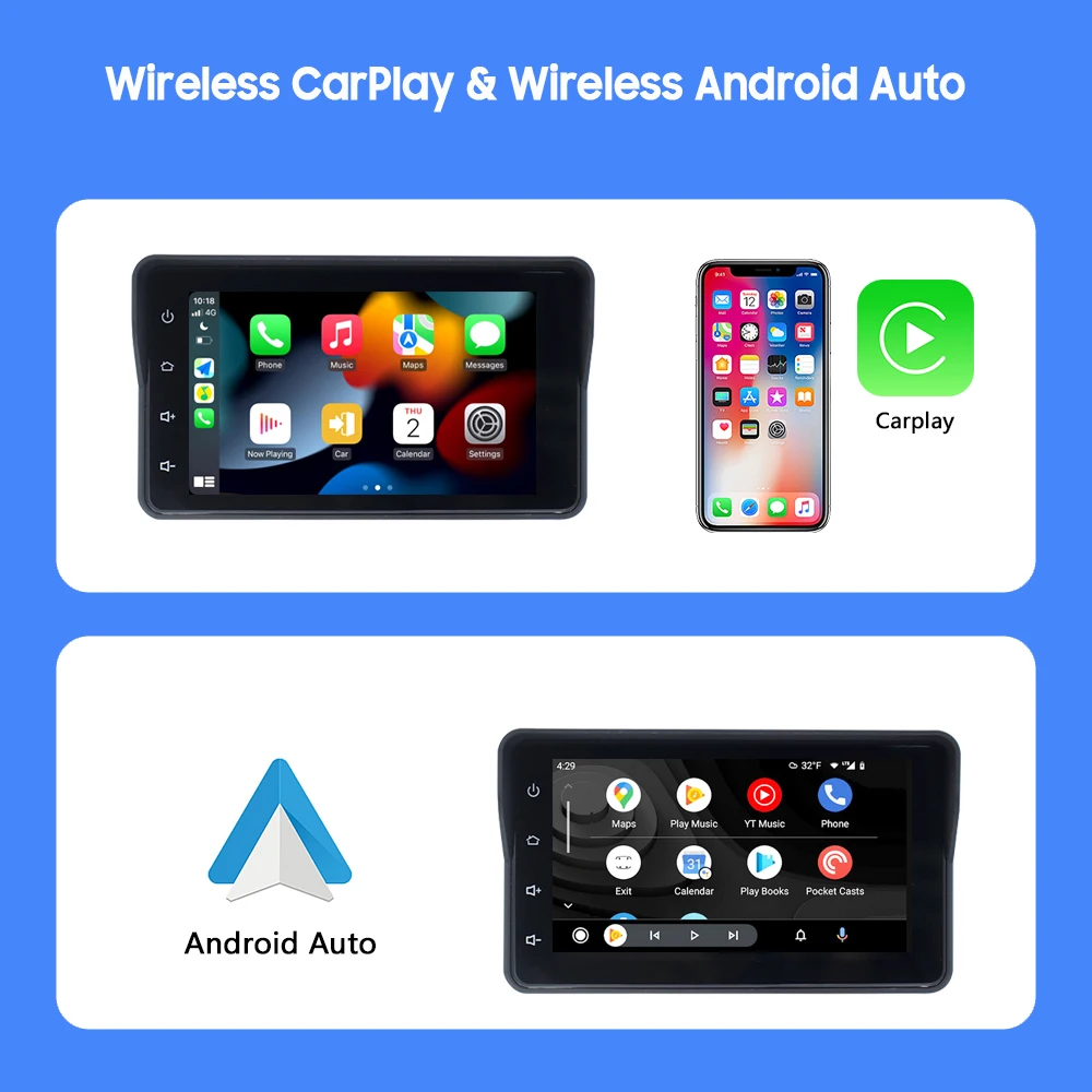 Portable 5 inch Motorcycle GPS Navigation Wireless Carplay Android Auto IP67 Waterproof DVR Drive Recorder Moto Monitor BT