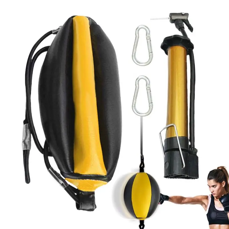 

Double End Speed Bag PU Leather Flex Adjustable Punching Bag Boxing Equipment With Needle Carabiners Reflex Ball Headband For
